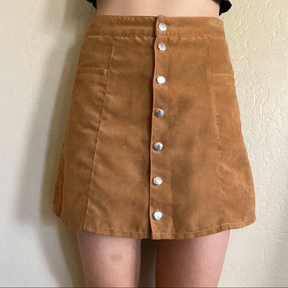 Tan Button-Front Women's Skirt